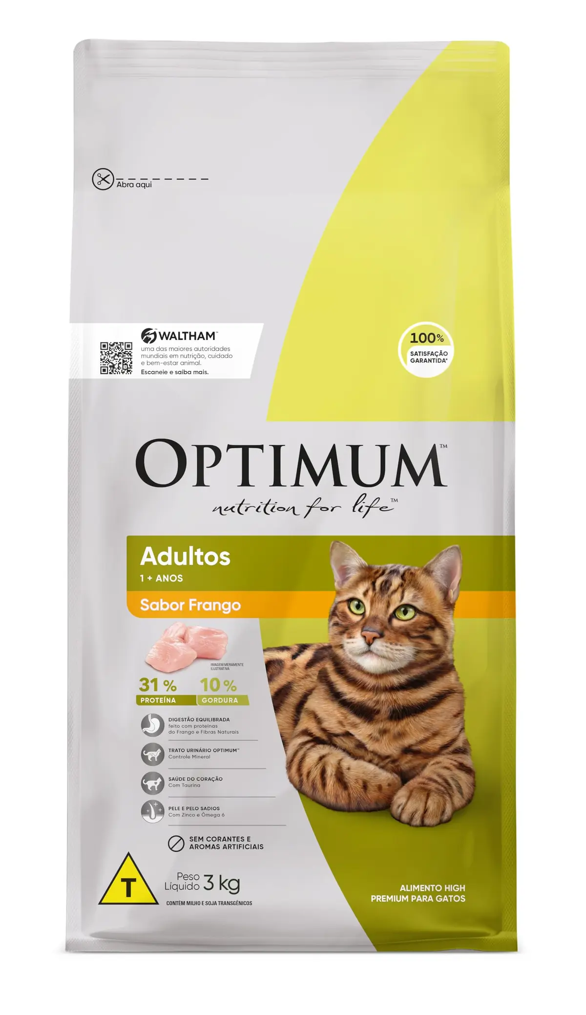Ração Optimum para Gatos Adultos Sabor Frango 3kg