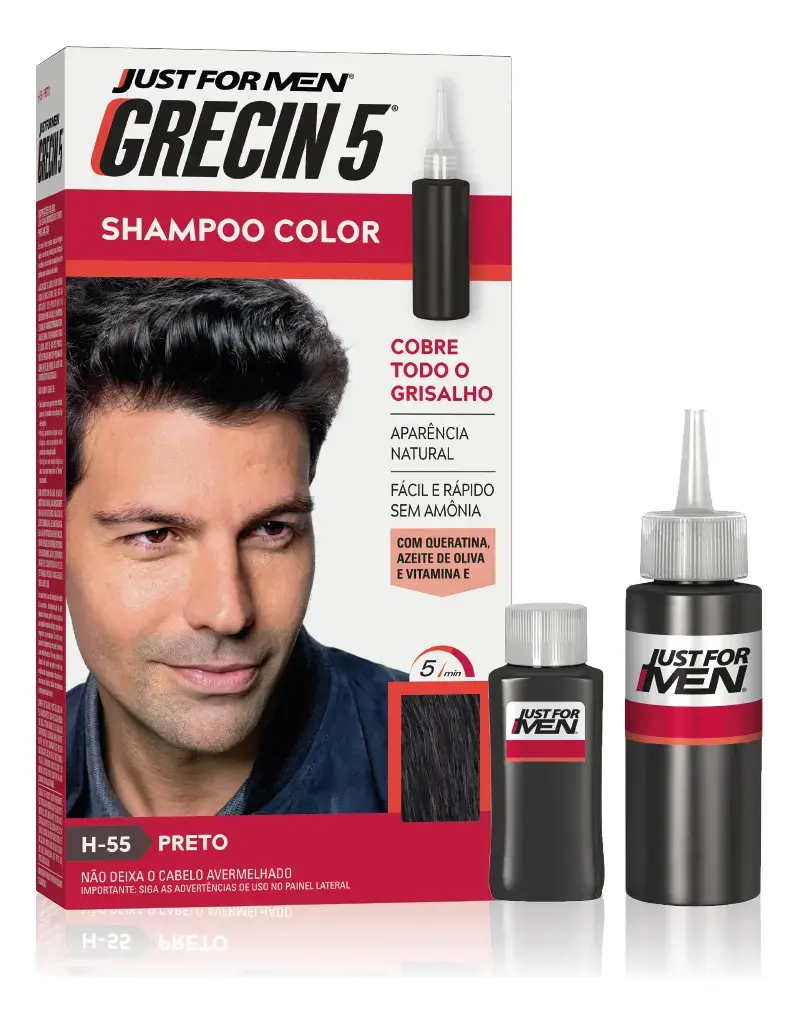 Shampoo Tonalizante Grecin 5 Preto Cobre os Grisalhos 60ml - 1