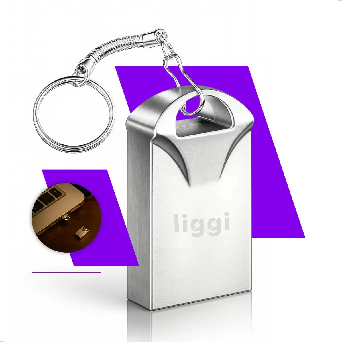 Pen Drive 64gb Mini Usb 2.0 Chaveiro Metalico Resistente Alt Prateado Pen Drive - 1