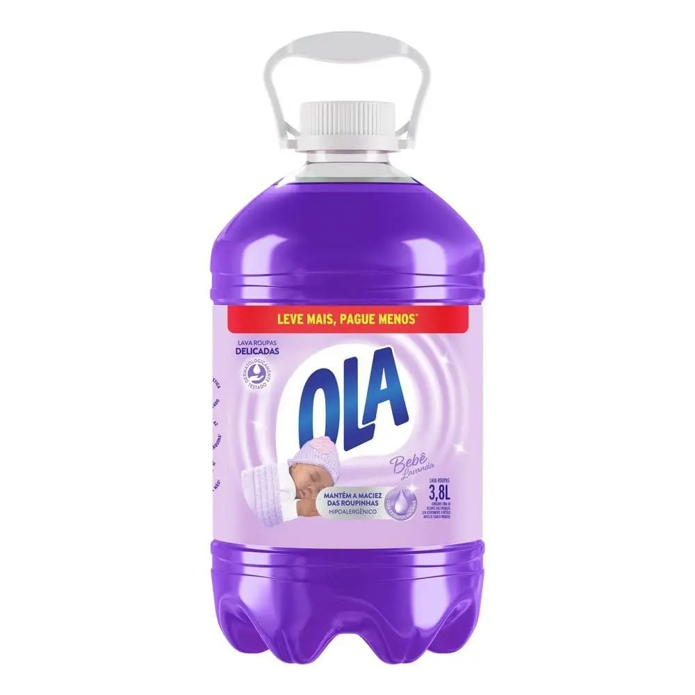 Ola Bebê Lavanda Sabão Líquido para Roupas Finas e Delicadas, 3,8L - 1