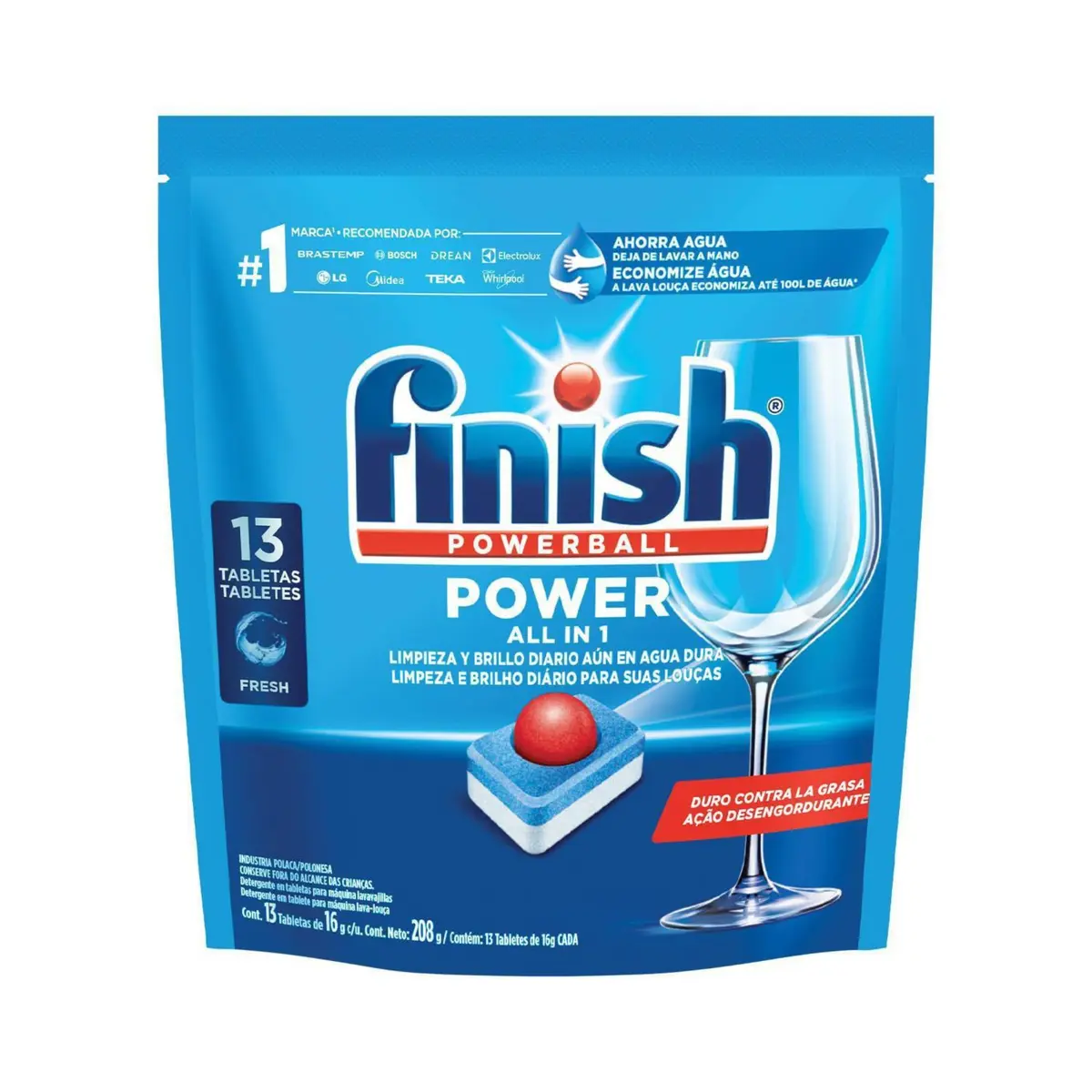 Finish Powerball Detergente para Lava Louças em Tabletes e Secante, 13 Tabletes