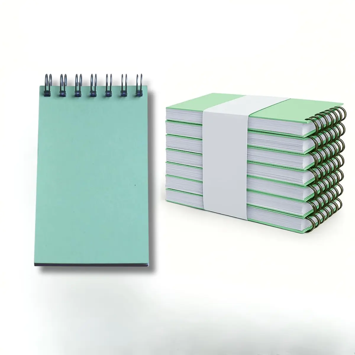 Kit 10 Bloquinhos de Anotação e Rascunho16x9cm com 100 Folhas Brancas, Capa Verde em Papel Mais Grosso e Wire-O Colorido Bloco Pequeno para Recados, Estudos e Rascunhos