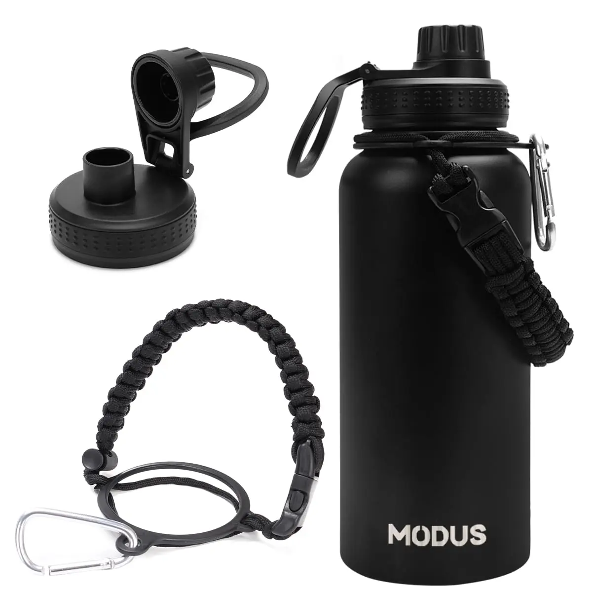 Garrafa Térmica De Água Isolada 950ml De Aço Inox Com Alça | Preto