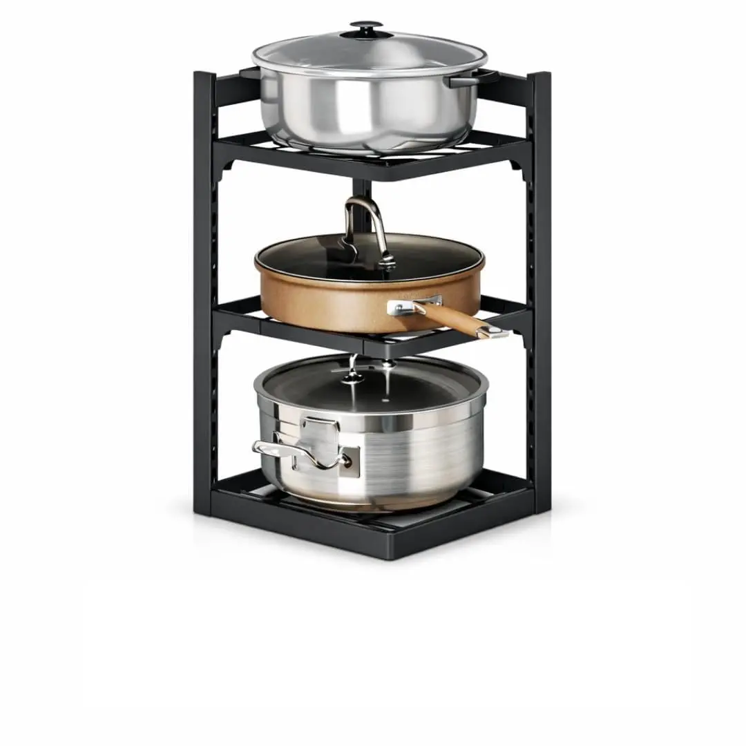 Organizador de Panela 3 Andares em Metal | Suporte Vertical para Armazenamento de Panelas, Tampas, Cozinha | Ótimo para Apartamento e Ambientes Pequenos, Organizador de Panelas Premium - 1