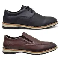 Kit Tenis Masculino e Sapato Oxford Liso Calce Fácil Preto