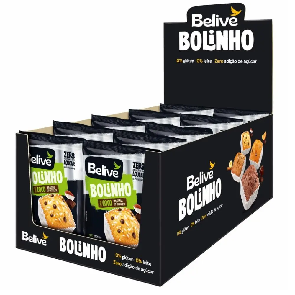 Caixa de Bolinhos de Coco Sem Açúcar Sem Glúten Sem Leite Belive