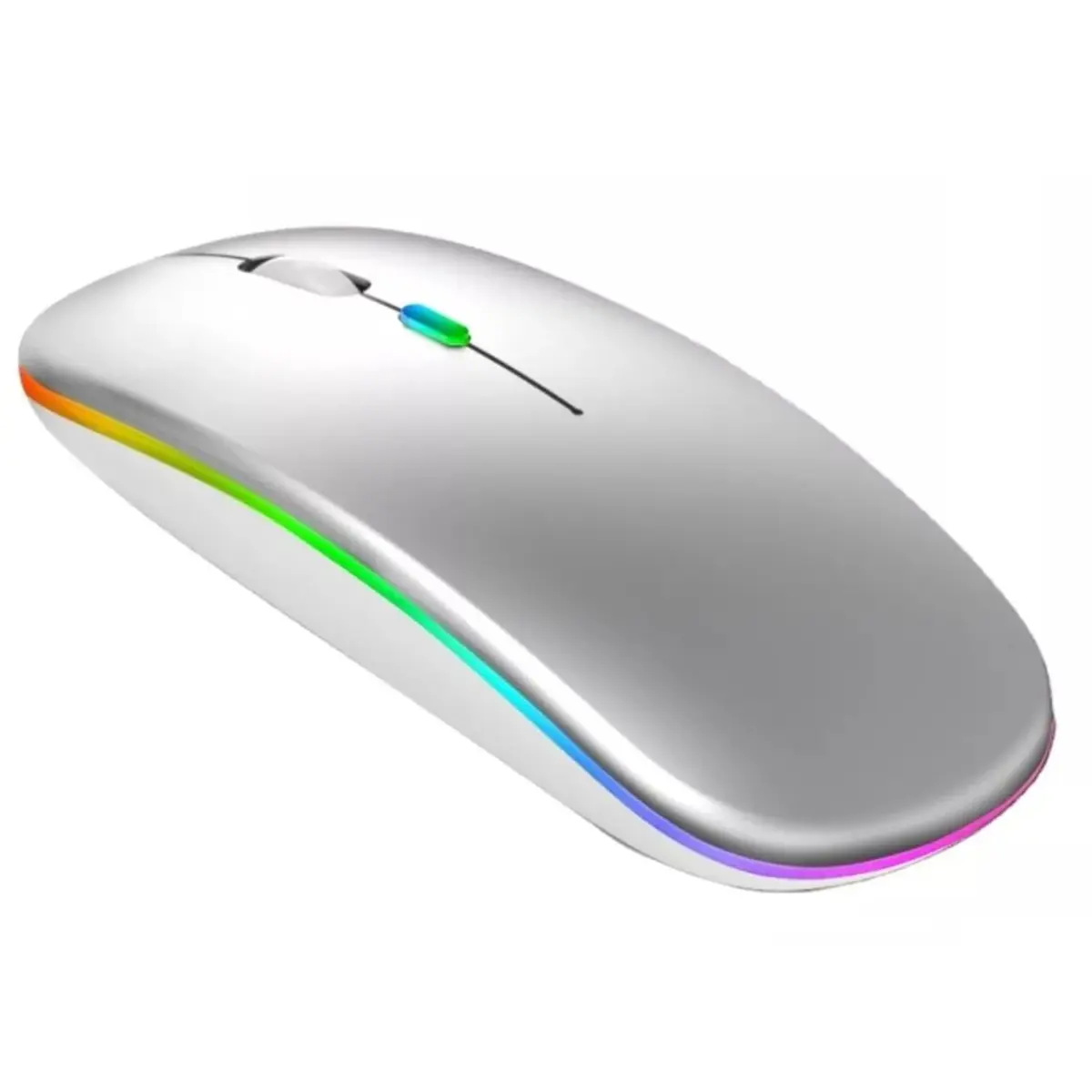 Mouse sem Fio Recarregável Dupla Conexão, Bluetooth e USB, Wireless Mouse compatível com iPhone, MacBook,iPad,Laptop,PC,Notebook, Tablet,Ergonômico, Premium TecQuality (Prata)