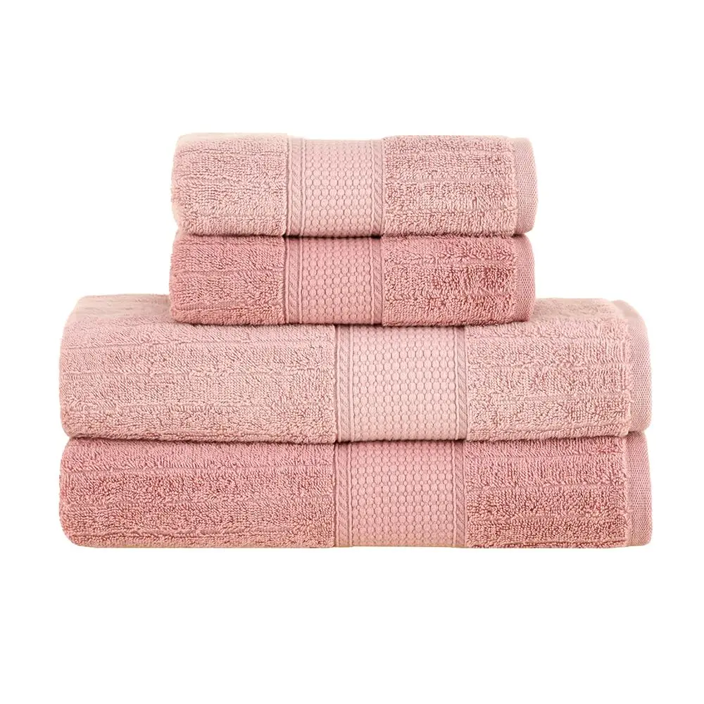 Jogo de Toalhas Buddemeyer Fio Penteado Alva Banho Rosa/Rosa 4 Peças