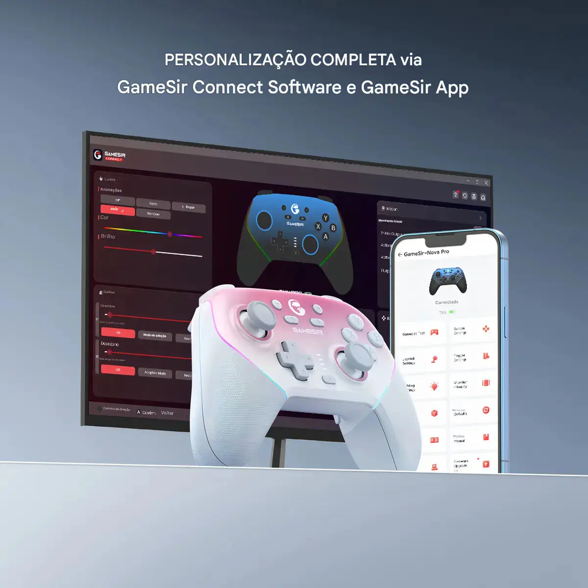 Control Gamesir S N S/F Para Pc Switch Ios Android Celular Hall Effect Anti Drift Rgb Preto Azul thumbnail 6