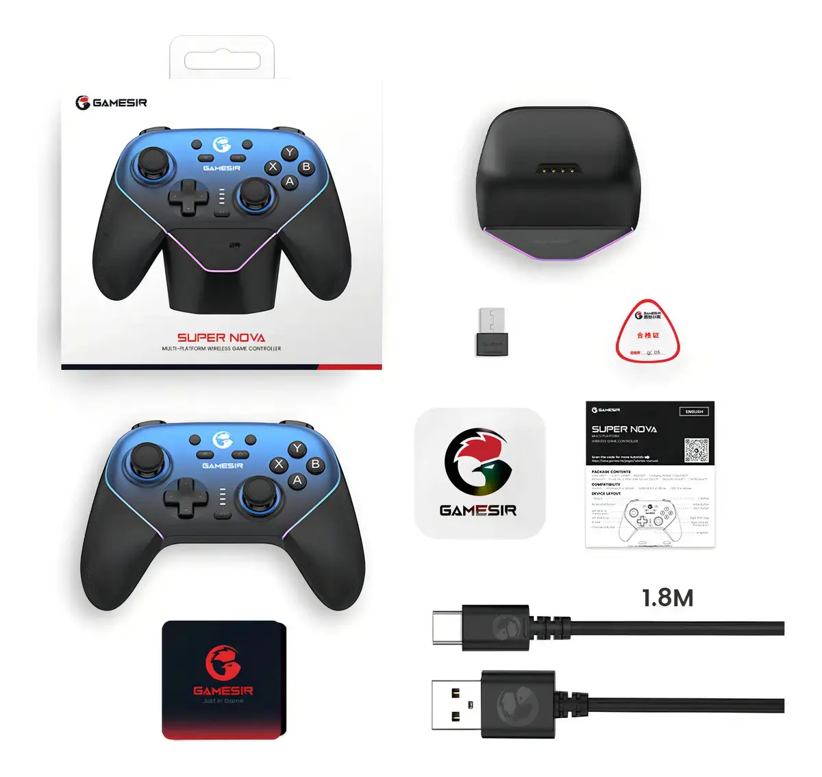 Control Gamesir S N S/F Para Pc Switch Ios Android Celular Hall Effect Anti Drift Rgb Preto Azul thumbnail 10