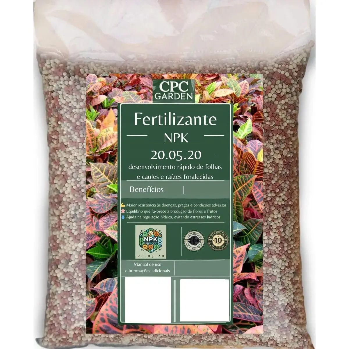 Fertilizante Premium NPK 20-05-20 Para Fortalecimento CPC Garden 1 Kg