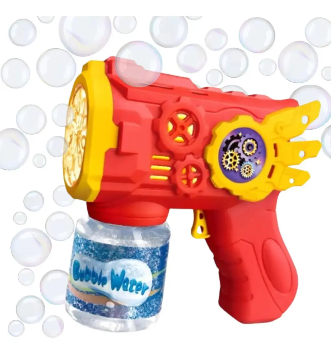 Pistola Lança Bolhas de Sabão Vermelha com Luz LED Inclui Líquido - 1