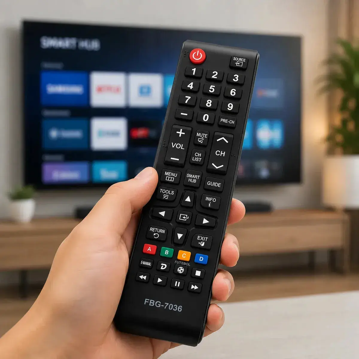 Controle TV Samsung Smart Hub Alta Qualidade Compatível vários modelos Ellesty - 1