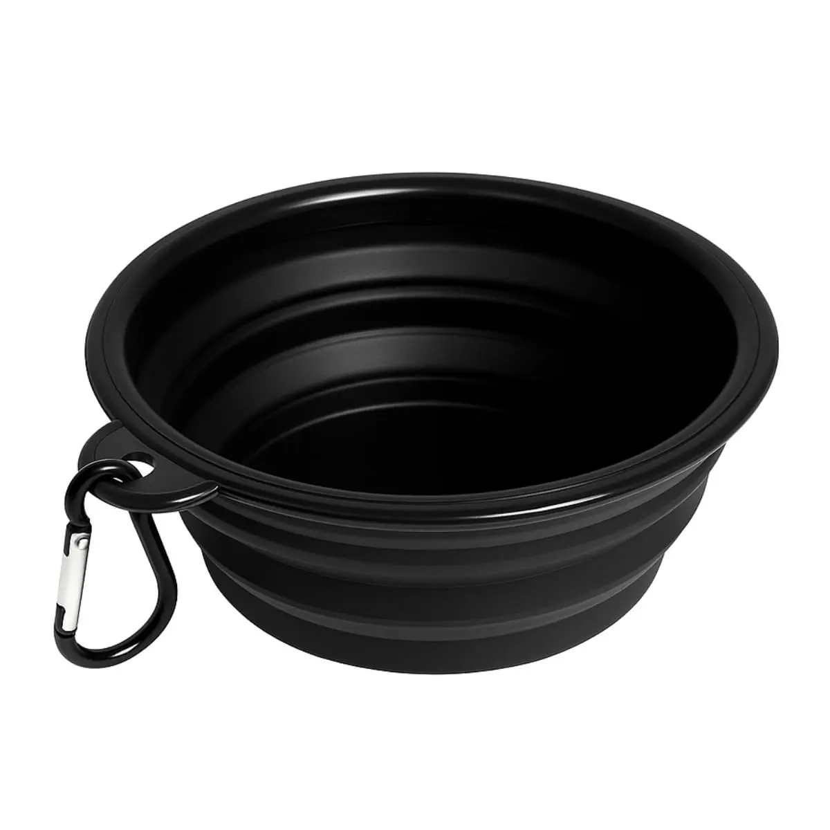 Comedouro Bebedouro Retrátil De Silicone Portátil Com Mosquetão Preta 13cm