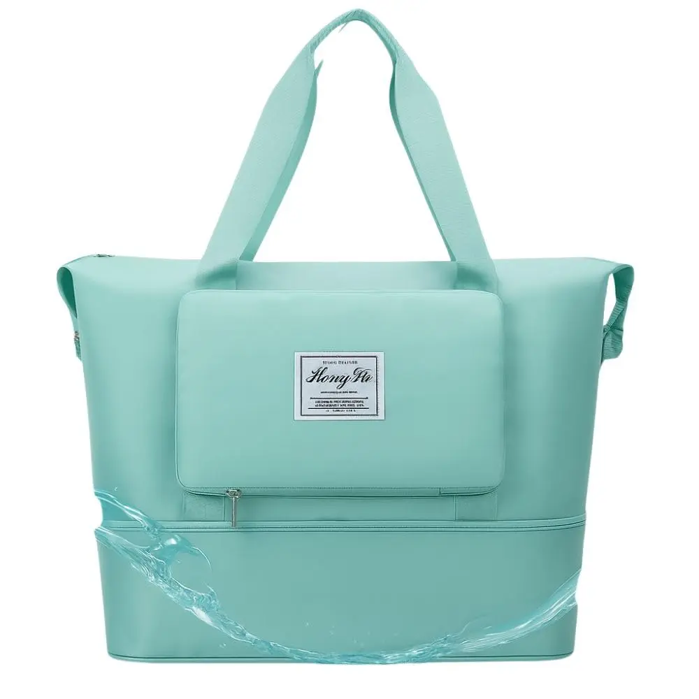 Bolsa Mala Dobrável Expansível e Impermeável Oxford – Ideal Academia e Viagem • Compartimento para Tênis/Roupas Molhadas • Alças Mão e Tiracolo Reforçadas (Verde)