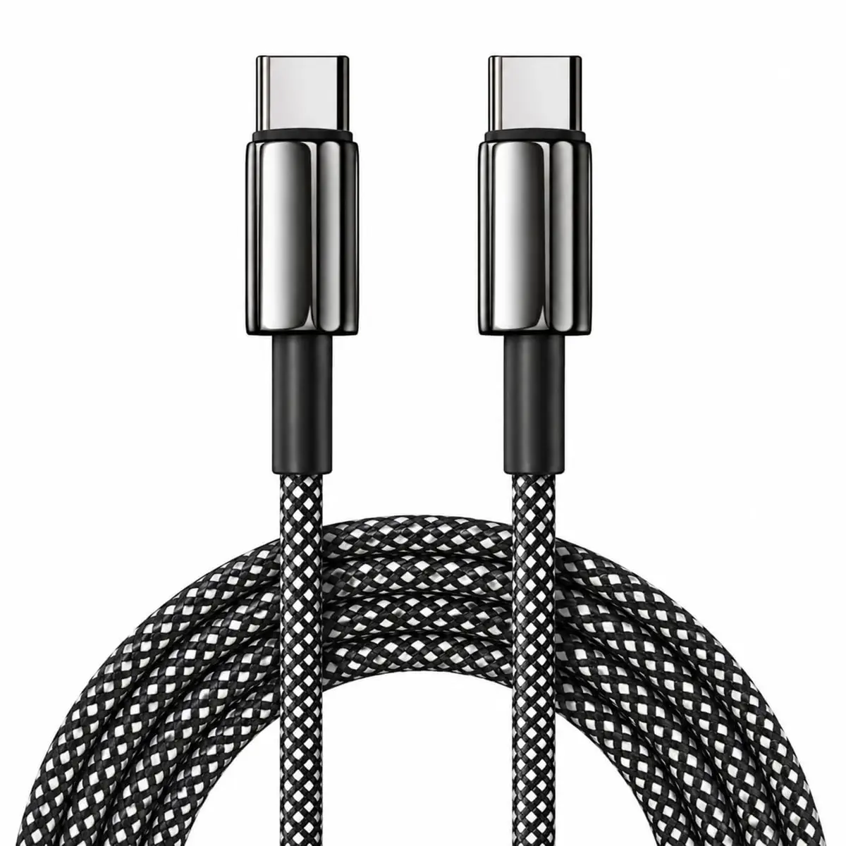Cabo USB-C para USB-C 2 Metros 100W - Carregamento Rápido - Compatível com Smartphones e Tablets USB-C - Design Resistente em Nylon Trançado