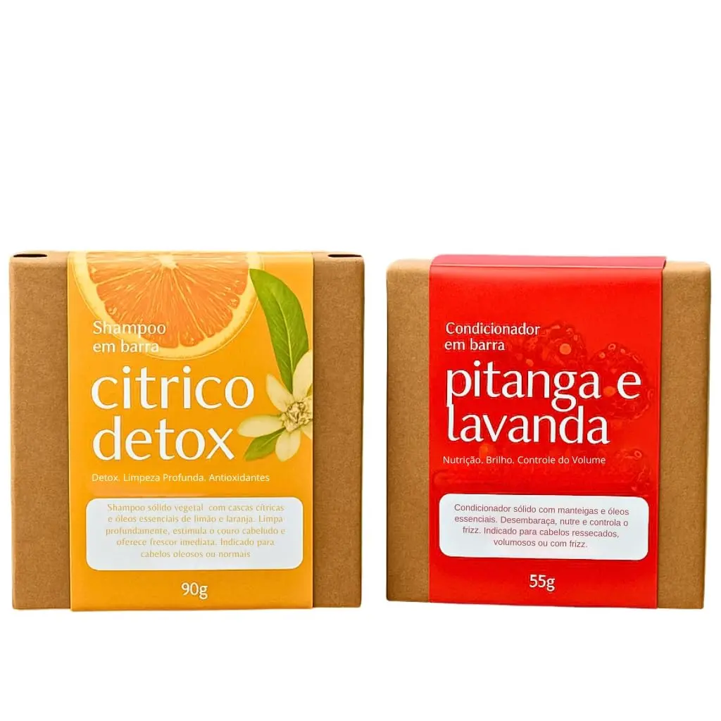 Kit Shampoo e Condicionador em Barra Senhor Saboeiro - Cabelos Oleosos Citrico e Pitanga