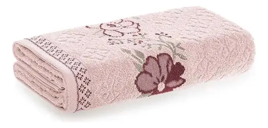 Toalha De Banho Yuna Macia Floral Karsten Cor Rosa Bordo Rosa Bordo