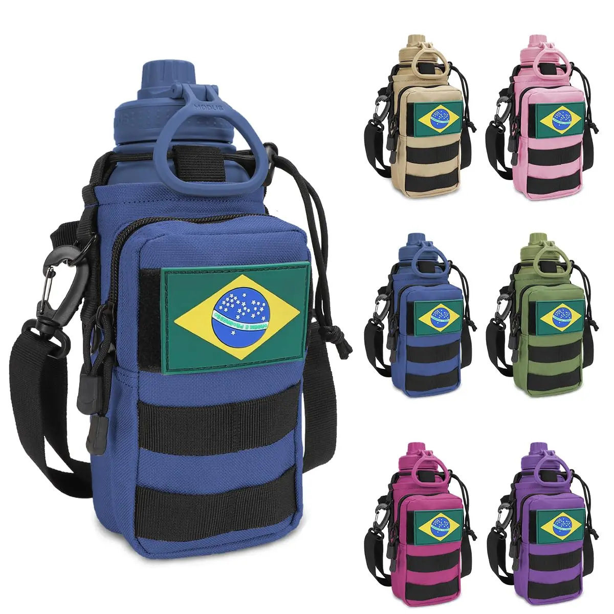 950mL Garrafa Térmica Aço Inoxidável Com Alça Paracord (Azul Bolsa)