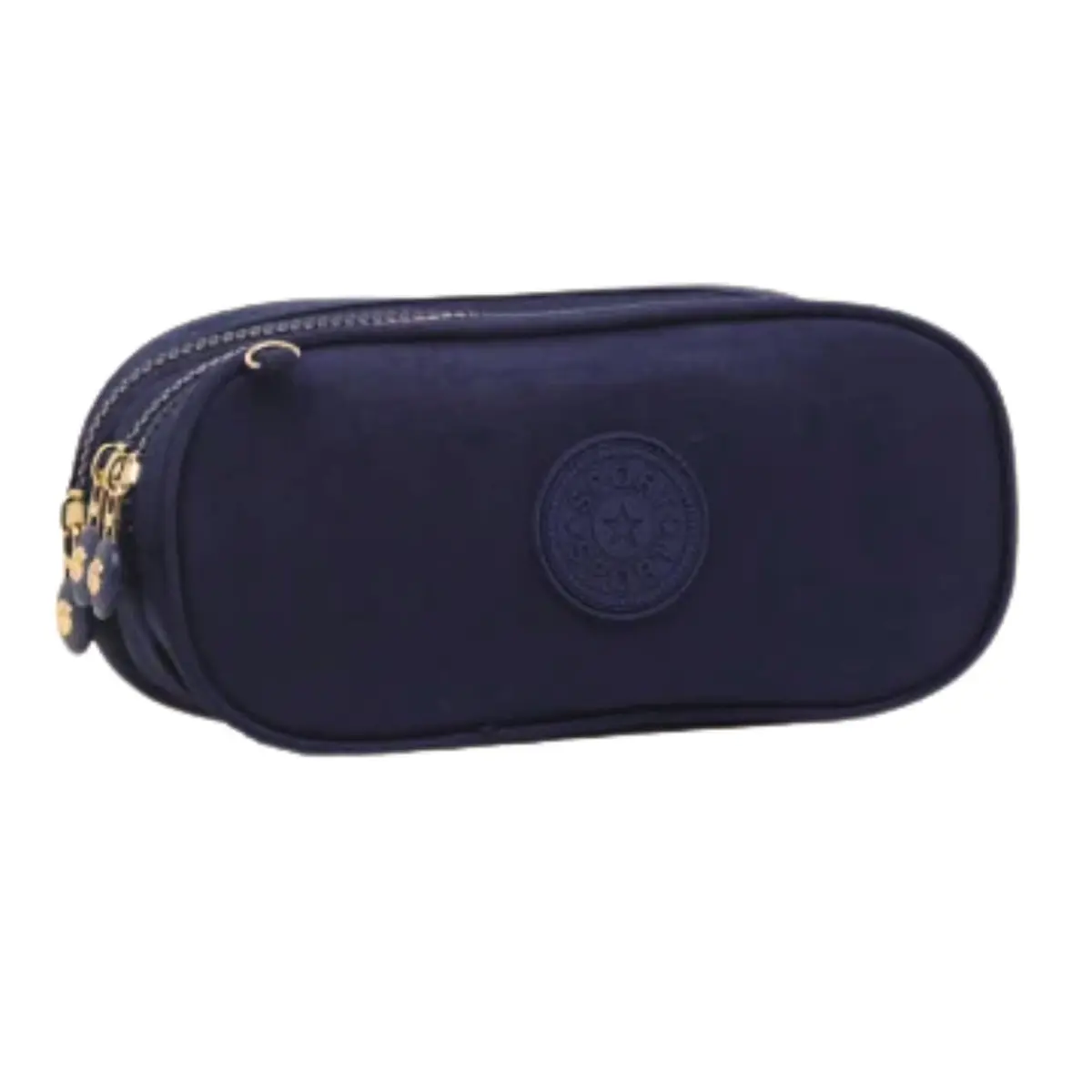 Estojo Escolar Box, Grande, com 3 Compartimentos e 14 Elásticos, Feminino, Masculino, Zíper e Tecido Resistentes (Preto)