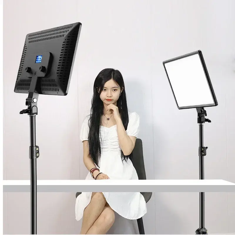 Painel de Luz LED de 14 e 10 Polegadas com Plugue EU 3200K-6000K para Fotografia, Iluminação com Controle Remoto para Transmissão ao Vivo e Estúdio Fotográfico