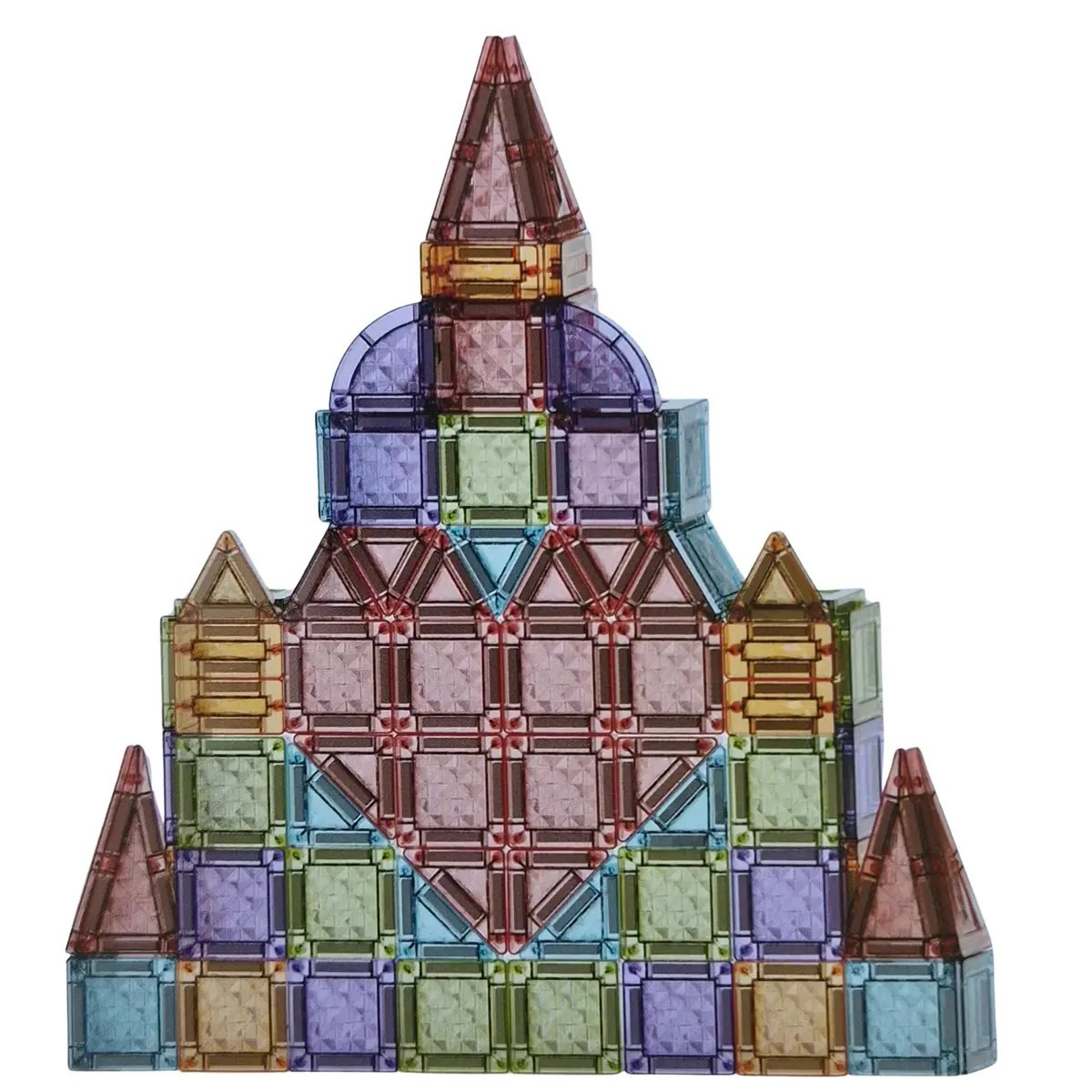 Blocos de Montar Magnéticos 78 Peças Brinquedo Educativo Infantil em Lata | Kit 78 peças magnéticas translúcidas de 3,75cm em lata metálica. Estimula aprendizado STEM, criatividade e visão espacial. - 1