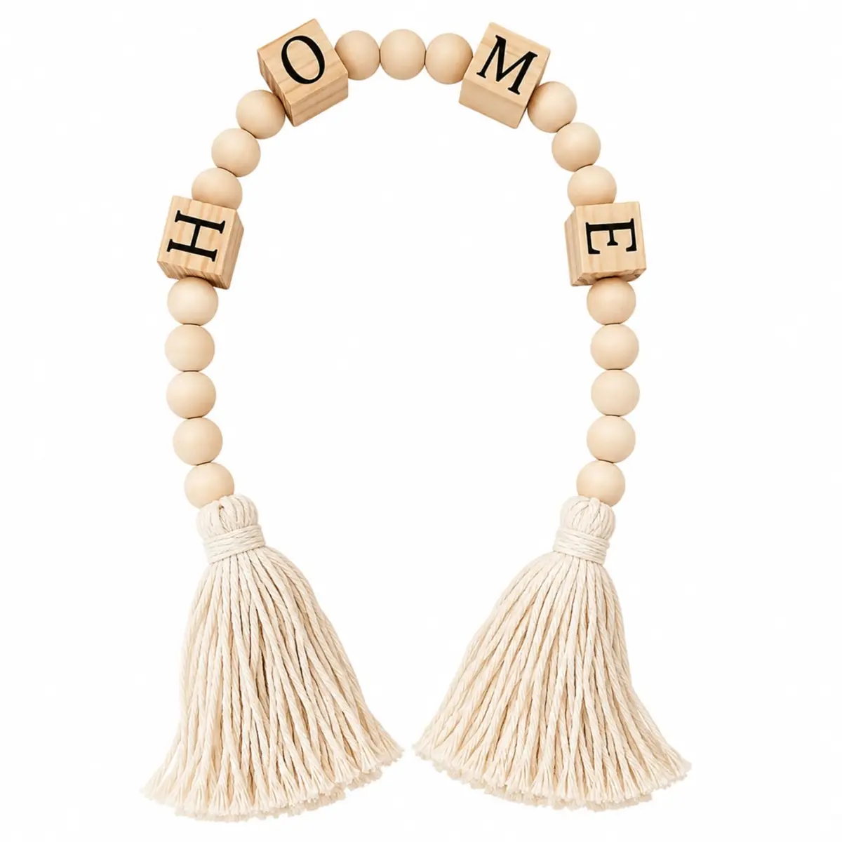 Colar de Madeira Decorativo para Mesa 75cm Pingente HOME Item de Decoração | Ideal para Mesas Aparadores Estantes e Bandejas Decorativas Design Minimalista