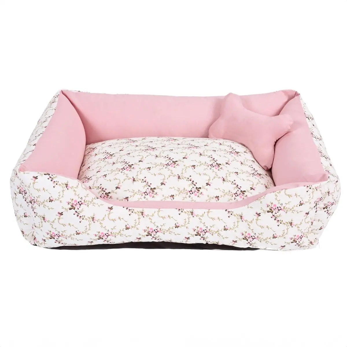 Cama para Cachorro Grande 70X55 Com Zíper Estampa Floral Rose - 1