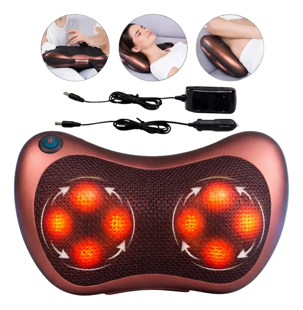 Almofada Massageador Elétrico Pescoço Pés Lombar Costas Biv Marrom WIMAI VARIEDADES - 1