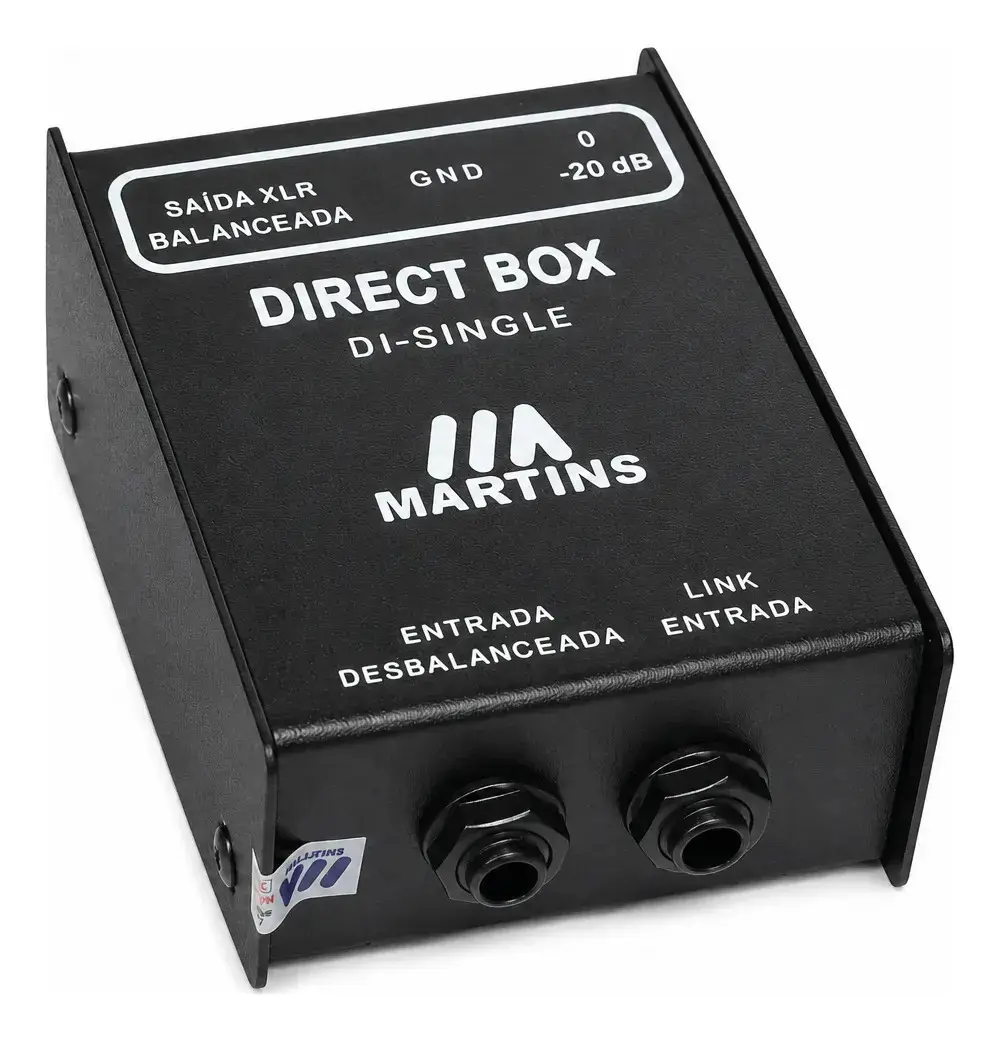 Direct Box Mono Passivo Martins DI-S Canal Único Chave Ground Lift Atuação Profissional - 1