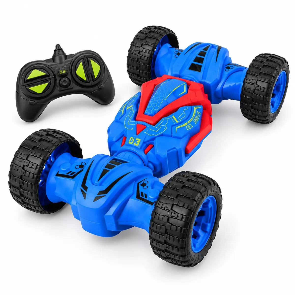 Carrinho de Controle Remoto Acrobático 360° 4x4 Infantil Aranha | Dupla Face, Luzes LED, Controle 2.4GHz, Rodas Grandes Off-Road, Manobras Radicais, Presente Meninos 3+ Anos