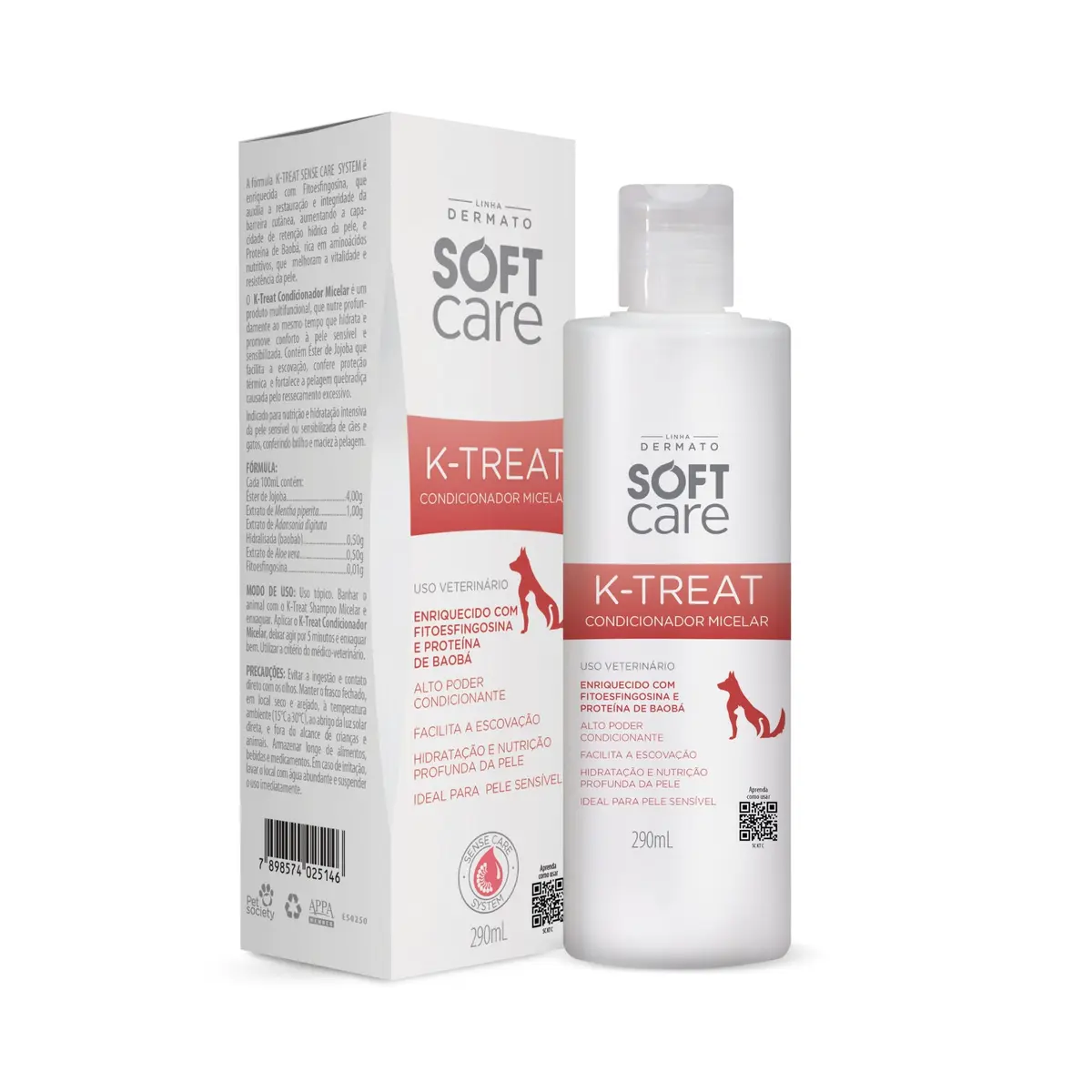 Soft Care K-Treat Condicionador Micelar 290ml Cães e Gatos Pet Society - 1