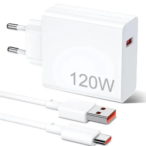 Carregador rápido de 120W 67W com 6A USB C cabo 1M para Mi Turbo Charge Turbo Power Cabo USB + Cabo Tipo C - 1