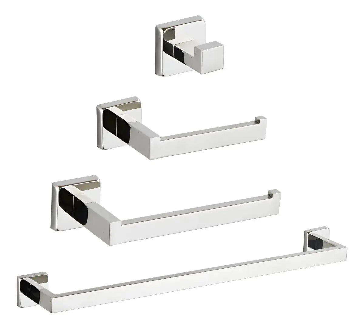 Kit 4 Acessórios Para Banheiro Lavabo 60CM Acabamento Aço Inoxidável, Conjunto de para Toalheiro de Banheiro