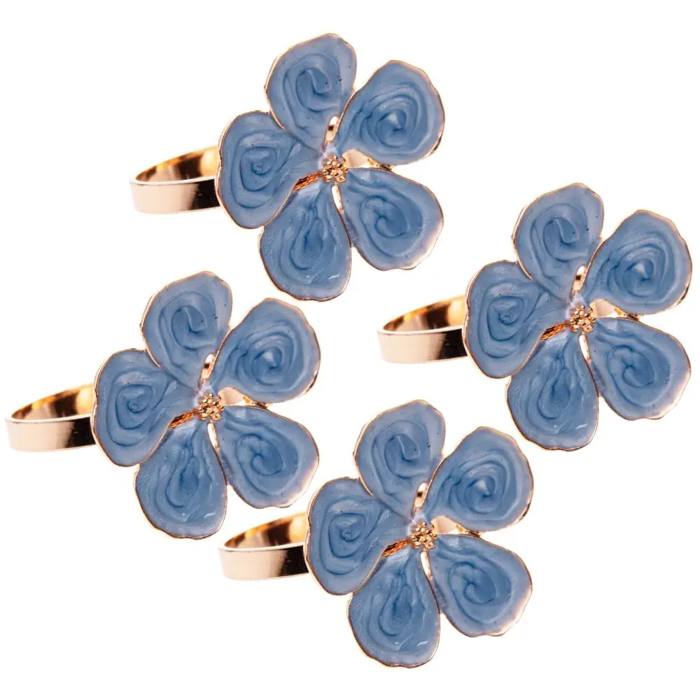 WOLFF - Conjunto 4 Anéis para Guardanapos Flower Azul Zamac - 1