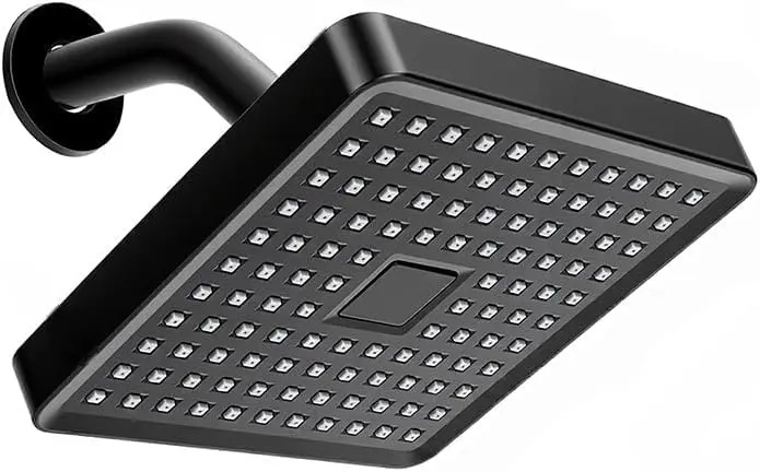 Heemli Chuveiro Ducha Autolimpante Quadrado Articulável para Parede, Banheiro, Piscina, Jardim, Quintal e Área Externa, Compatível com Aquecimento a Gás e Solar, Remove Calcário, ABS Preto