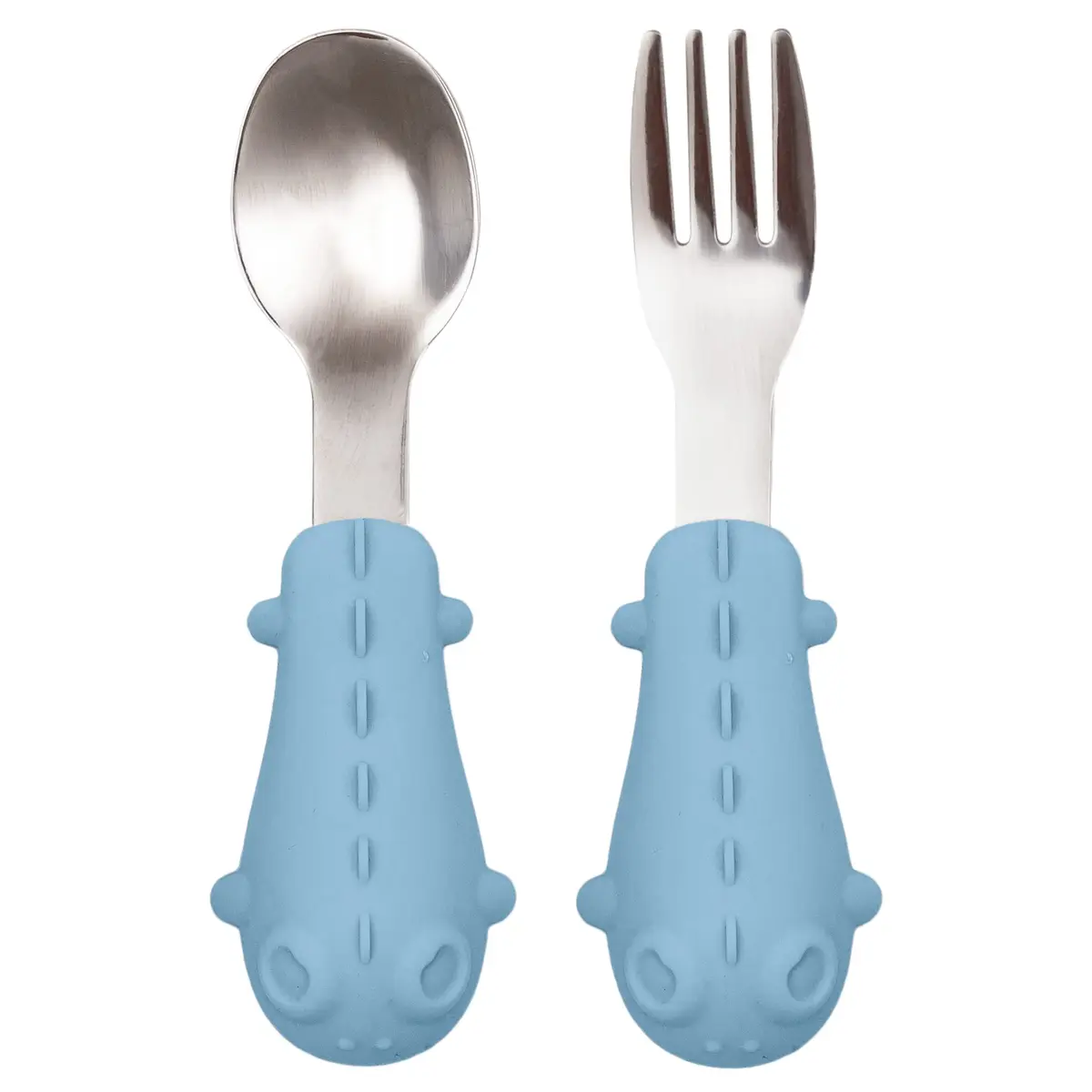 Buba Kit Talheres Cabo Em Silicone Azul