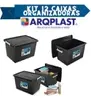 [R$28,93 cada] Kit 12 Caixas Organizadoras 56L com Tampa e Trava - 1