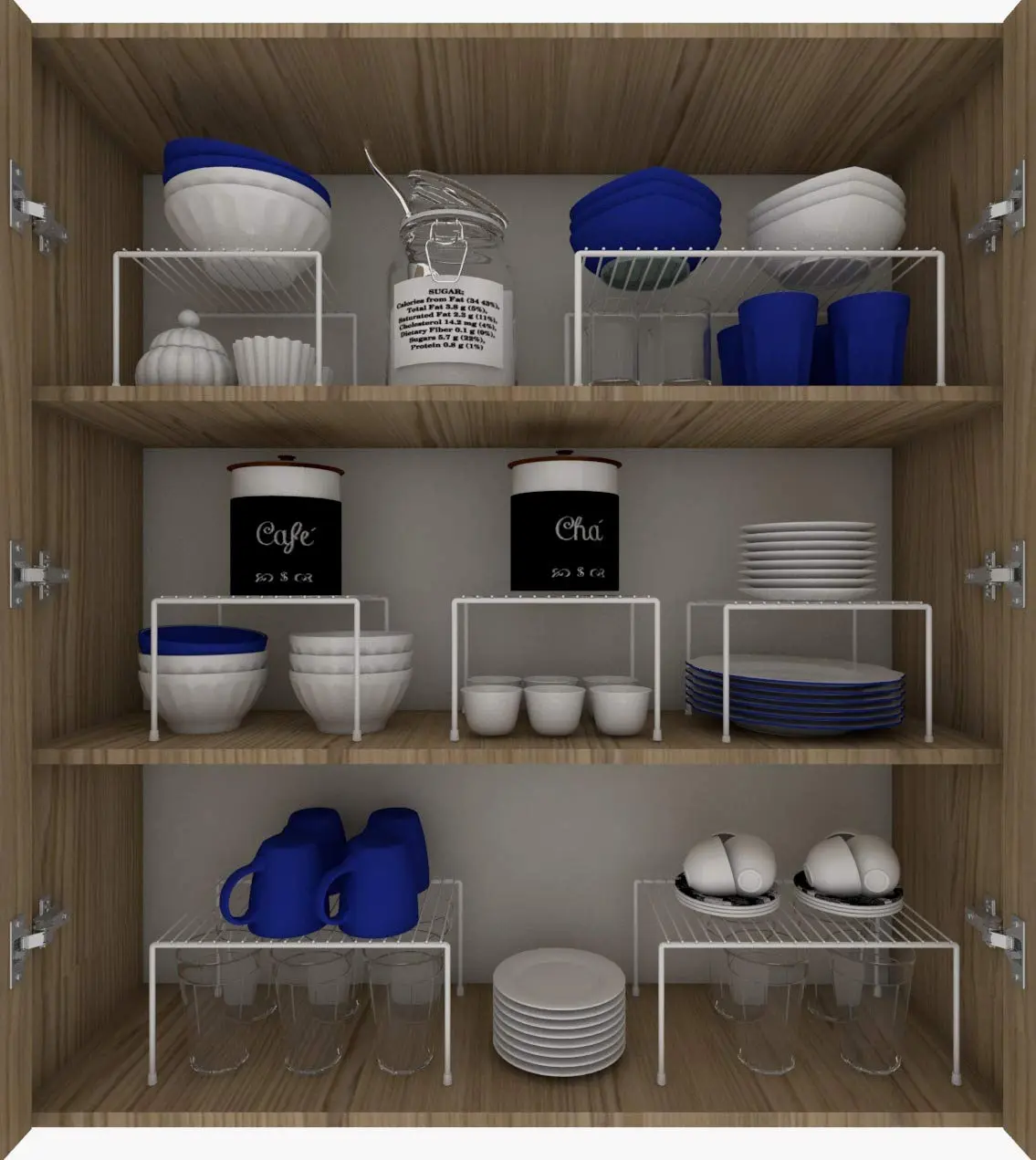 Kit Organizador P/Cozinha E Armário Prateleiras Aramado 7 Peças (Branco) - 1