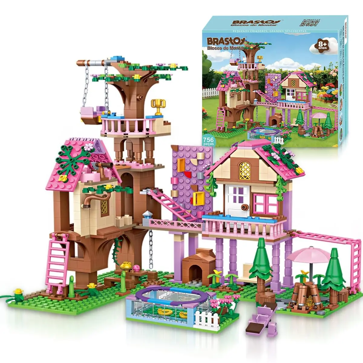 Blocos de Montar Construção Casa na Árvore Brinquedos Infantil (756 Peças)