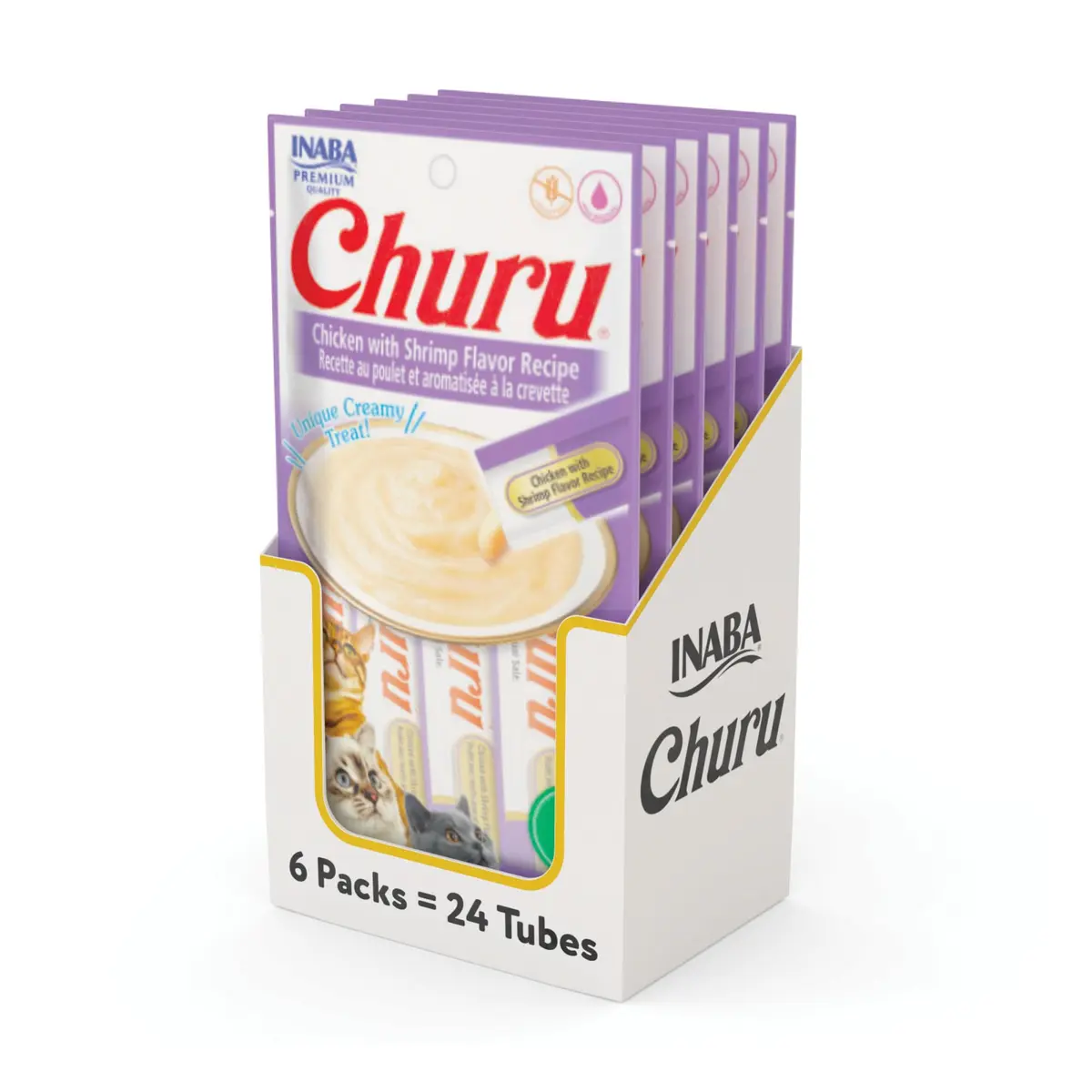 Churu Display Para Gato Sabor Frango Com Aroma de Camarão 24 Tubos de 14g