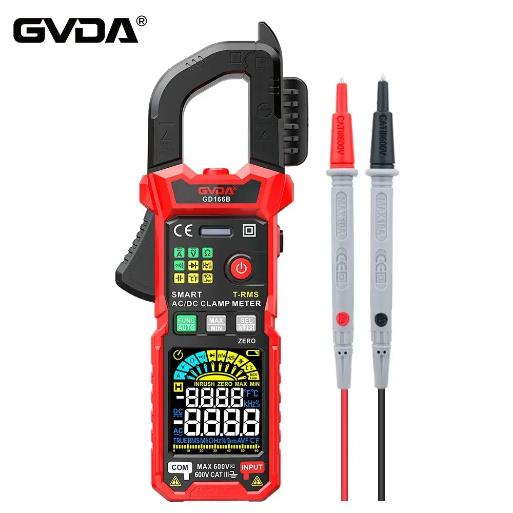 GVDA-Clamp Multímetro Digital, DC, Corrente AC, 6000 Contagens, Amp Carro, Hz Capacitância, NCV, Temperatura, Amperímetro, Tensão, Ohm Tester - 1