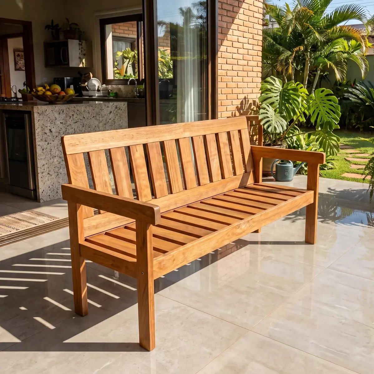 Banco de Jardim 150cm Madeira Maciça 3 Lugares Yescasa Amadeirado - 1