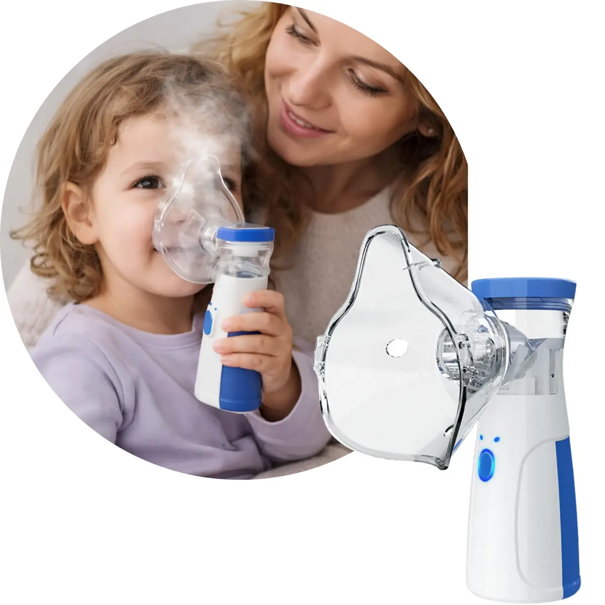 Nebulizador Portátil Ultrassônico, Inalador Silencioso Compacto, Sem Fio, com Máscaras Inclusas, para Adultos, Crianças e Idosos