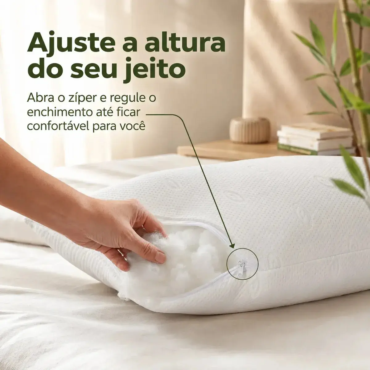 Kit 2 Travesseiros Hotel Bambu Hipoalergênico Antiácaro Antibacteriano Lavável Com Zíper Fibra De Poliéster 50x70 O Travesseiro thumbnail 4