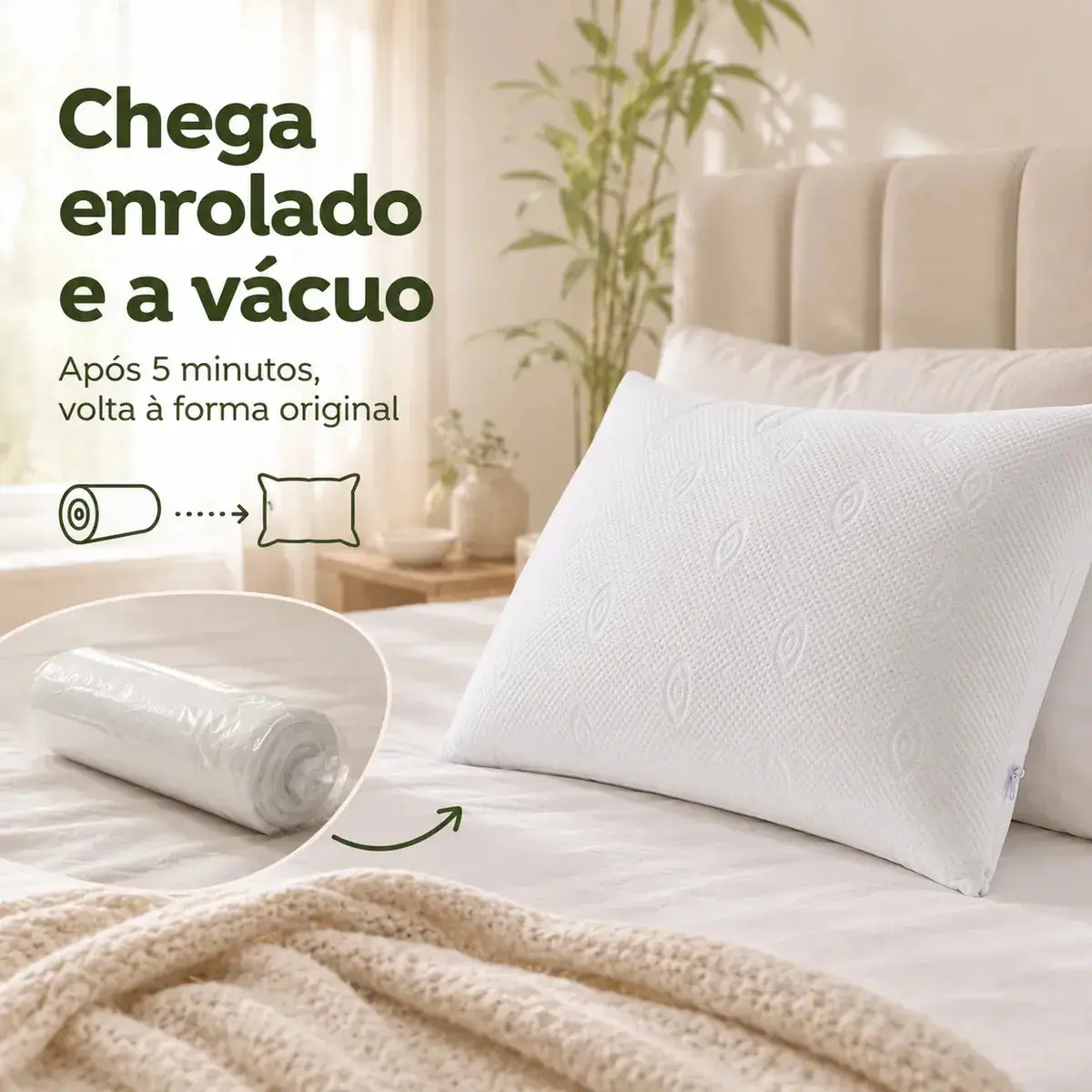 Kit 2 Travesseiros Hotel Bambu Hipoalergênico Antiácaro Antibacteriano Lavável Com Zíper Fibra De Poliéster 50x70 O Travesseiro thumbnail 8