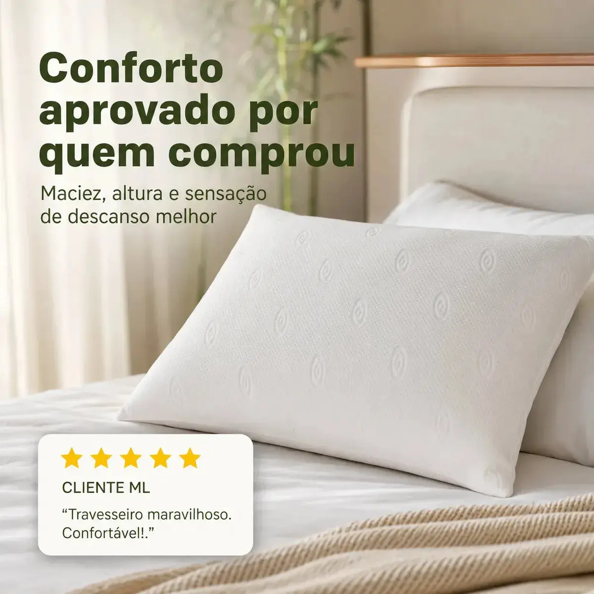 Kit 2 Travesseiros Hotel Bambu Hipoalergênico Antiácaro Antibacteriano Lavável Com Zíper Fibra De Poliéster 50x70 O Travesseiro thumbnail 10