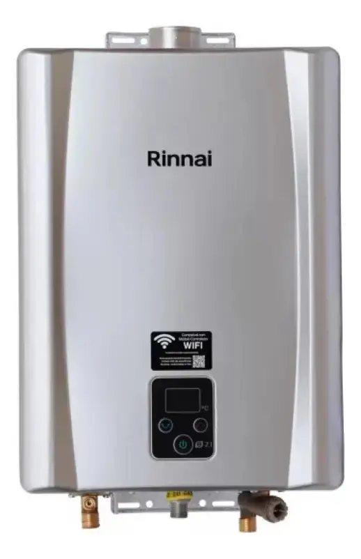 Aquecedor de Água a Gás Rinnai E21 GLP 21L Prata Exaustão Forçada Wi-Fi