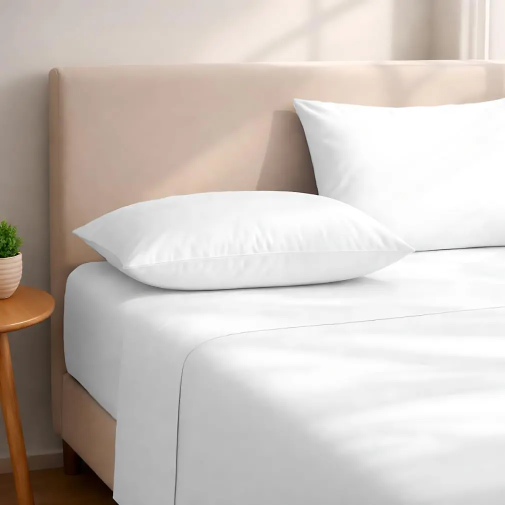 Jogo de Lençol Casal 3 Peças 100% Algodão Fio Penteado Percal 200 Fios - Lençol Confortável & Respirável - Lençol de Hotel Luxuoso - Bolso Fundo, Fácil Ajuste, Extra Macio (Casal, Branco)