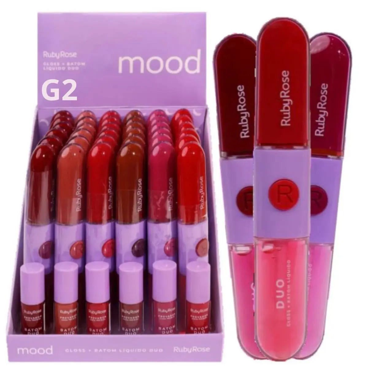Batom e Gloss Líquido Duo LD10 HBF56910 Ruby Rose